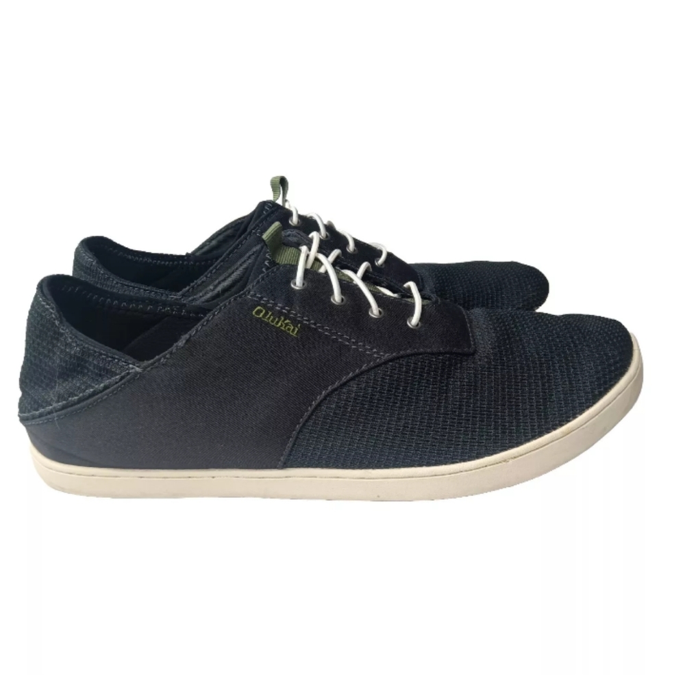 OluKai Men's Nohea Mesh Slip-on Shoes Black~ Green Size 11 M Retail $125